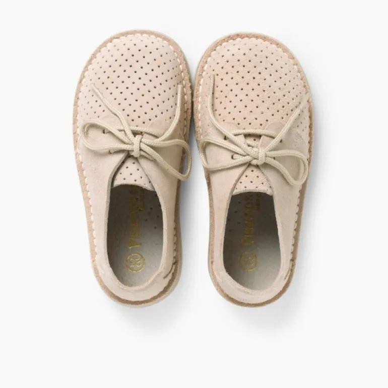 Menino Pisamonas Sapatos Blucher Camurca Com Picotado