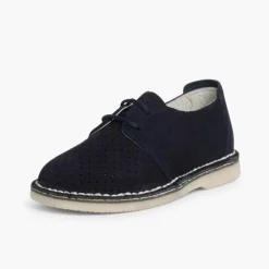 Menino Pisamonas Sapatos Blucher Camurca Com Picotado