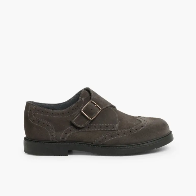 Menino Pisamonas Sapatos Blucher Camurca Fivela