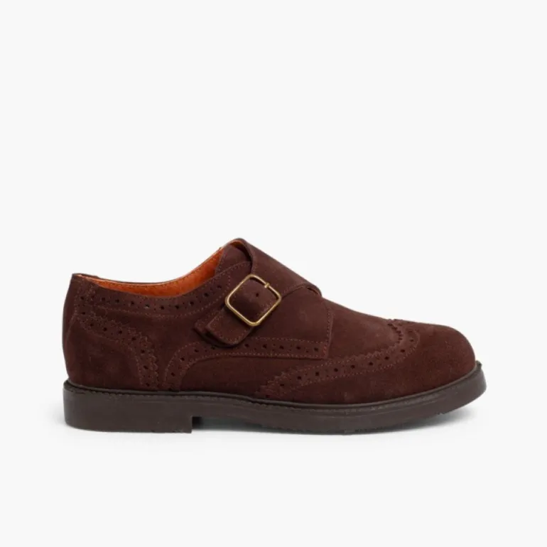 Menino Pisamonas Sapatos Blucher Camurca Fivela