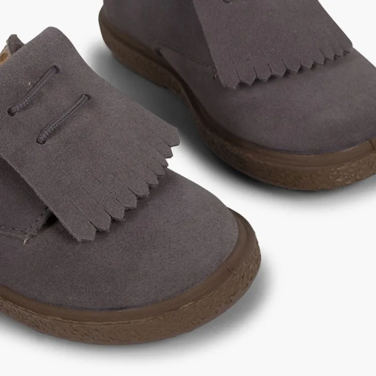 Menina Pisamonas Sapatos Blucher Camurca Franjas Lisos