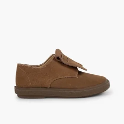 Menina Pisamonas Sapatos Blucher Camurca Franjas Lisos