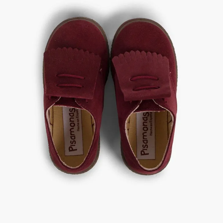 Menina Pisamonas Sapatos Blucher Camurca Franjas Lisos