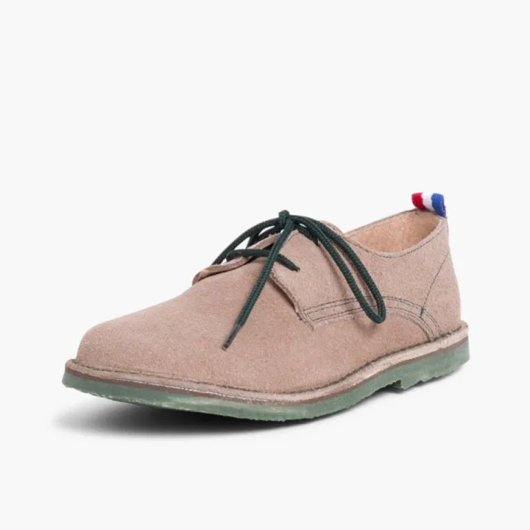 Menina Pisamonas Sapatos Blucher Camurca Sola E Atacadores Cores