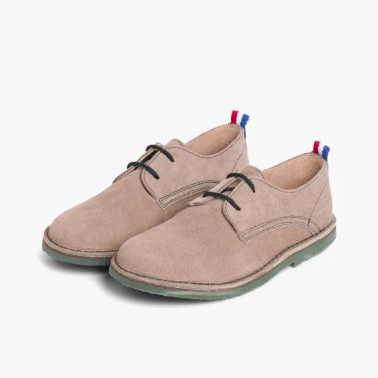 Menina Pisamonas Sapatos Blucher Camurca Sola E Atacadores Cores