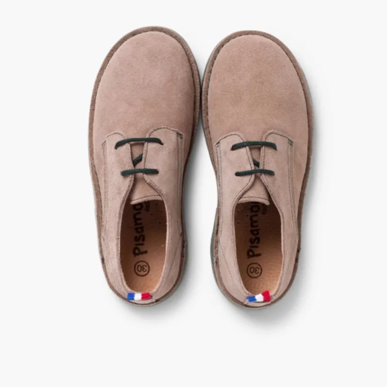 Menina Pisamonas Sapatos Blucher Camurca Sola E Atacadores Cores