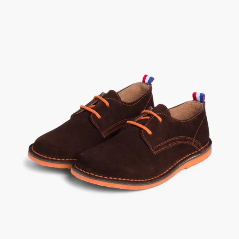 Menina Pisamonas Sapatos Blucher Camurca Sola E Atacadores Cores