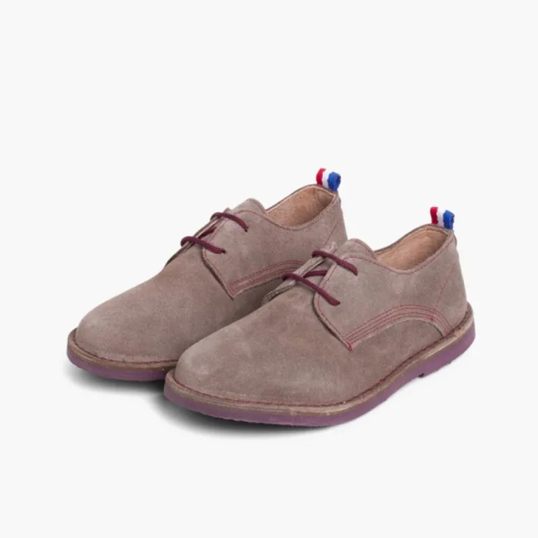 Menina Pisamonas Sapatos Blucher Camurca Sola E Atacadores Cores