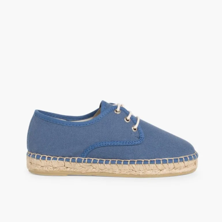 Menina Pisamonas Sapatos Blucher De Lona Com Sola Alpargata