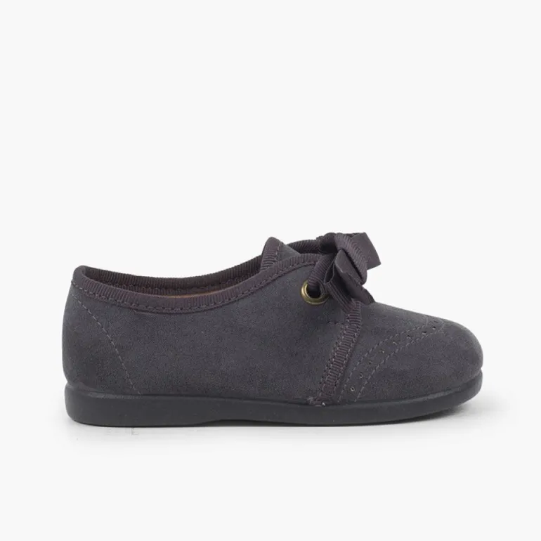 Menina Pisamonas Sapatos Crianca Tipo Blucher Com Laco E Picotados