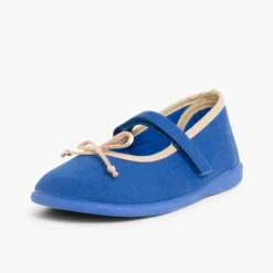 Menina Pisamonas Sapatos De Tela Tira Aderente Fina Com Laco
