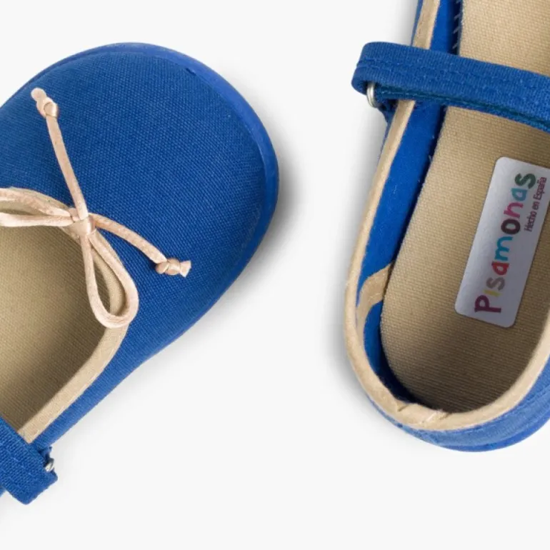 Menina Pisamonas Sapatos De Tela Tira Aderente Fina Com Laco