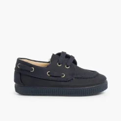 Menino Pisamonas Sapatos De Vela Lona Encerada Com Atacadores