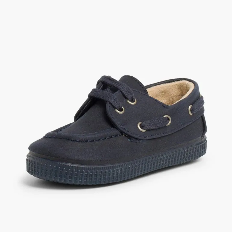 Menino Pisamonas Sapatos De Vela Lona Encerada Com Atacadores