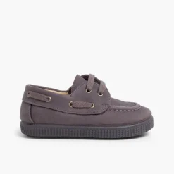 Menino Pisamonas Sapatos De Vela Lona Encerada Com Atacadores