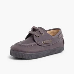 Menino Pisamonas Sapatos De Vela Lona Encerada Com Atacadores