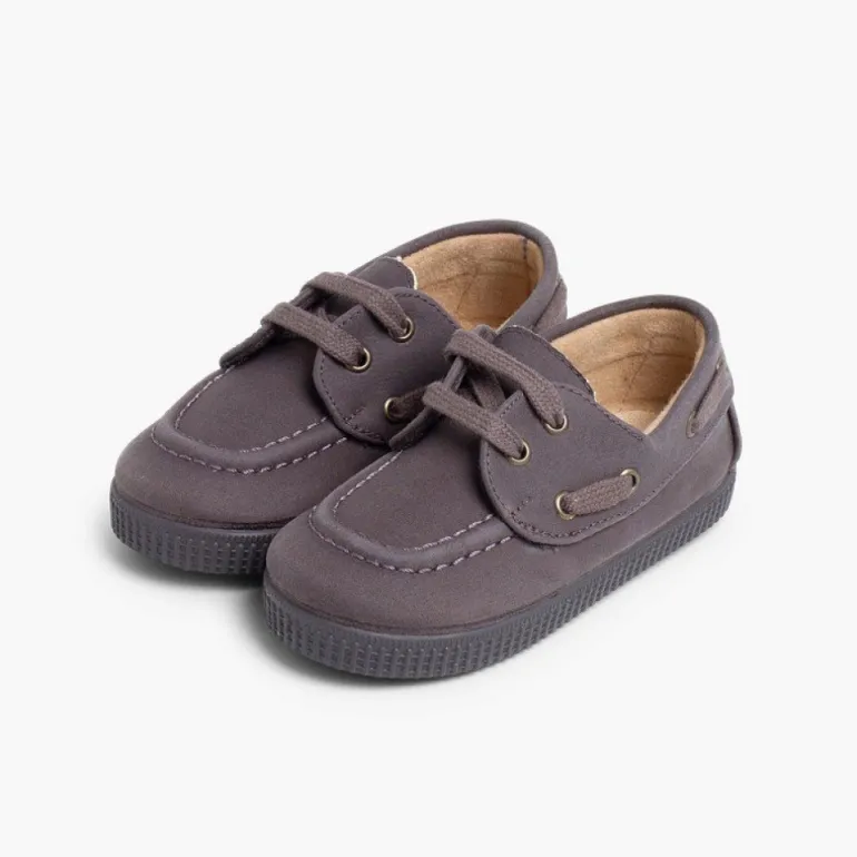 Menino Pisamonas Sapatos De Vela Lona Encerada Com Atacadores
