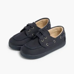 Menino Pisamonas Sapatos De Vela Lona Encerada Com Atacadores