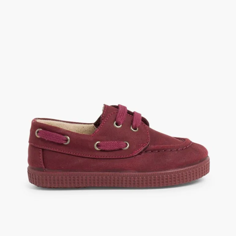 Menino Pisamonas Sapatos De Vela Lona Encerada Com Atacadores