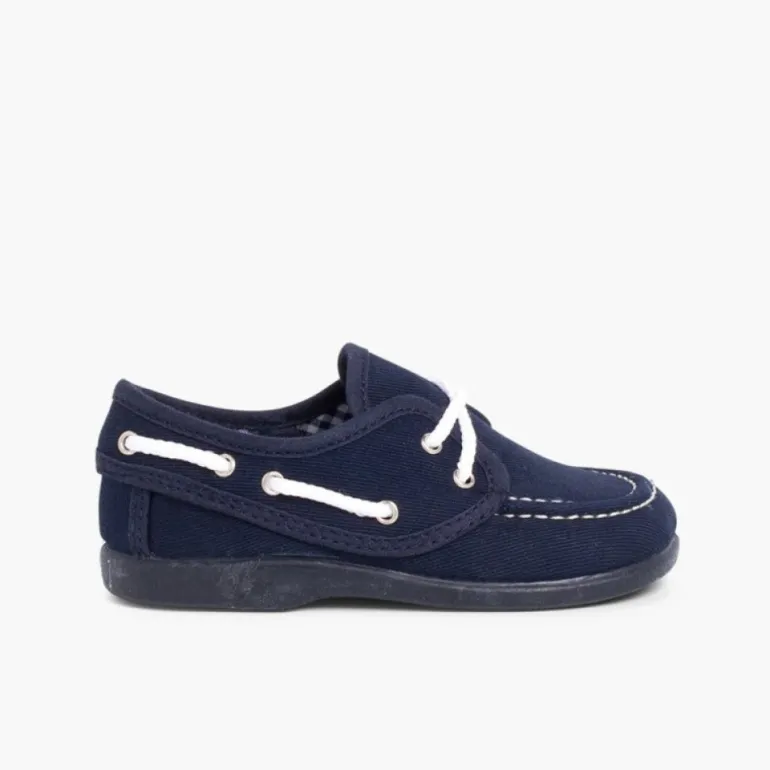 Menino Pisamonas Sapatos De Vela Tecido Com Atacadores