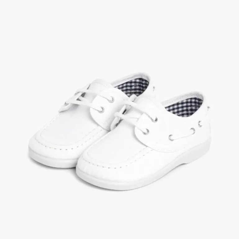 Menino Pisamonas Sapatos De Vela Tecido Com Atacadores