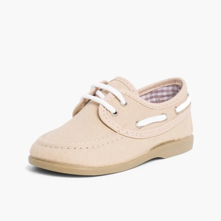 Menino Pisamonas Sapatos De Vela Tecido Com Atacadores