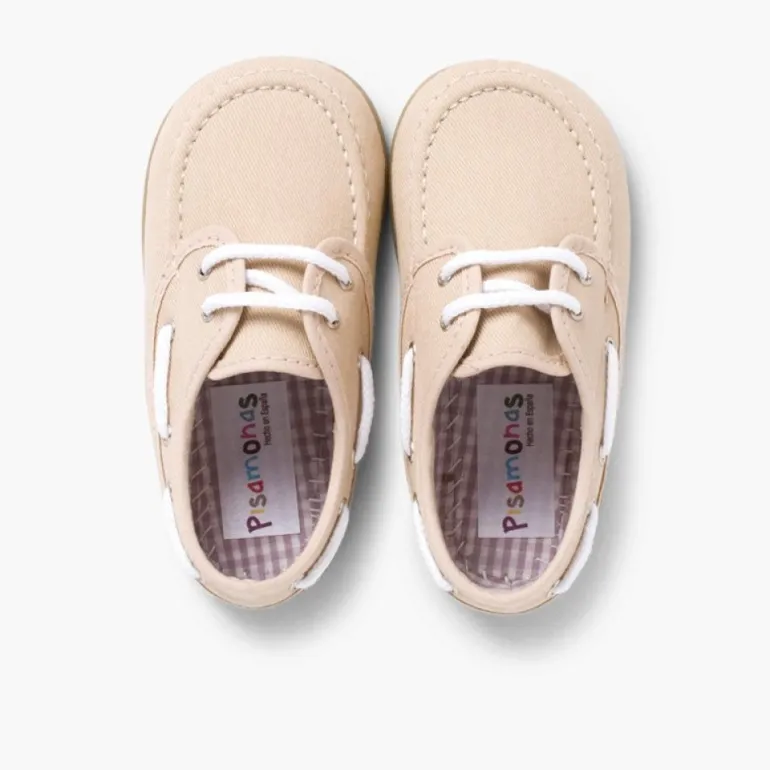 Menino Pisamonas Sapatos De Vela Tecido Com Atacadores