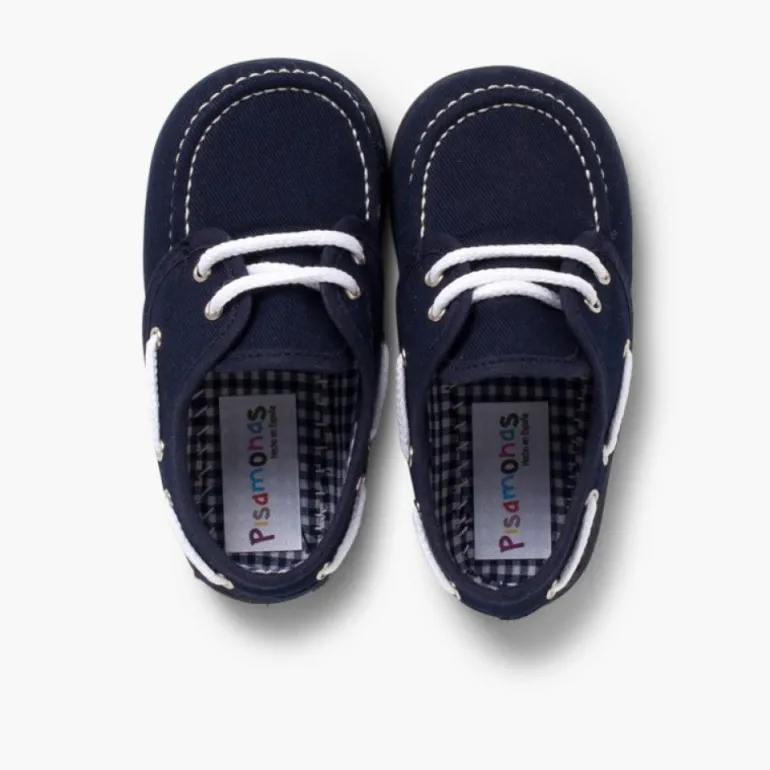 Menino Pisamonas Sapatos De Vela Tecido Com Atacadores