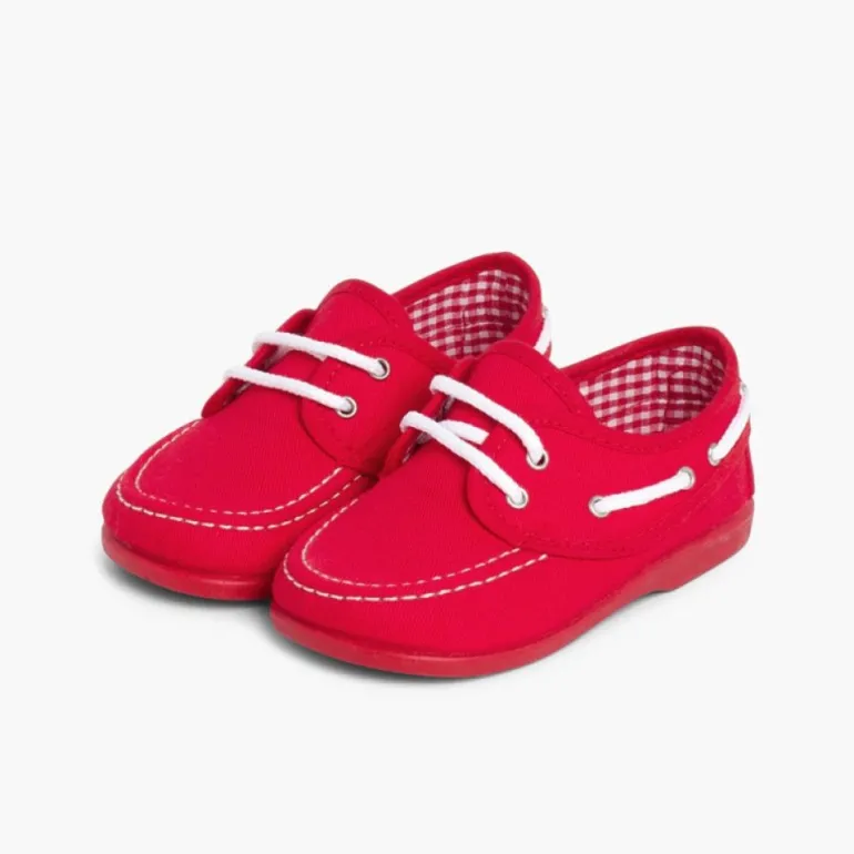 Menino Pisamonas Sapatos De Vela Tecido Com Atacadores