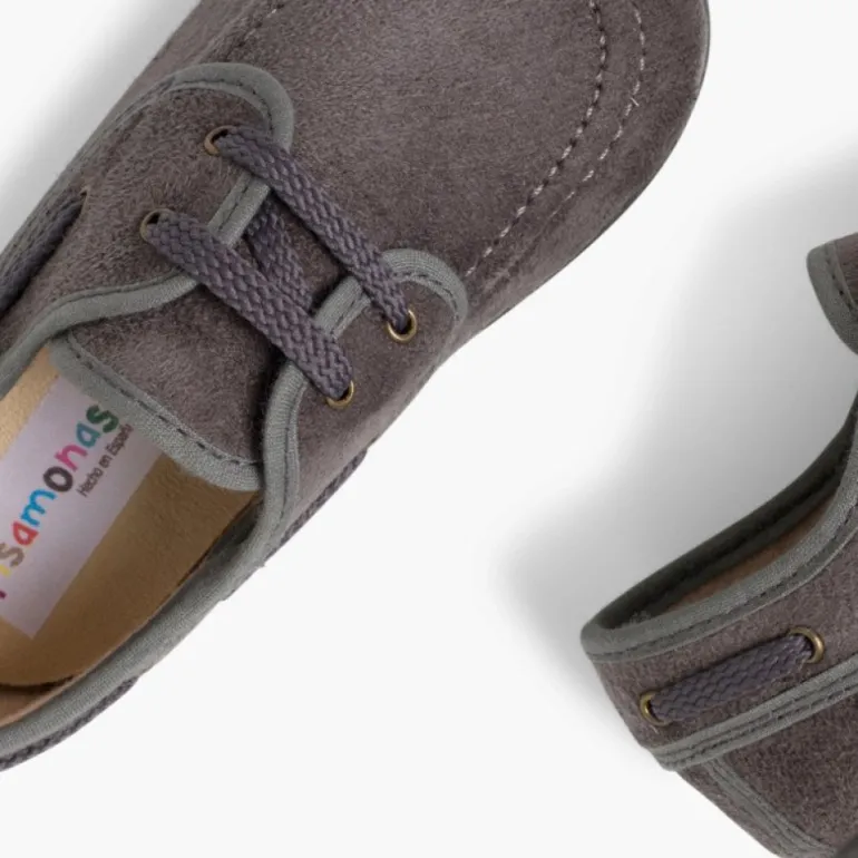 Menino Pisamonas Sapatos De Vela Tipo Camurca Com Atacadores