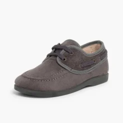 Menino Pisamonas Sapatos De Vela Tipo Camurca Com Atacadores