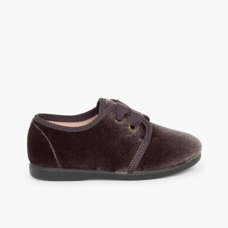 Menina Pisamonas Sapatos De Veludo Atacadores Gorgorao