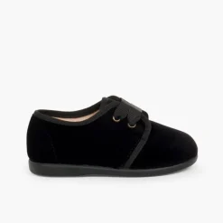 Menina Pisamonas Sapatos De Veludo Atacadores Gorgorao