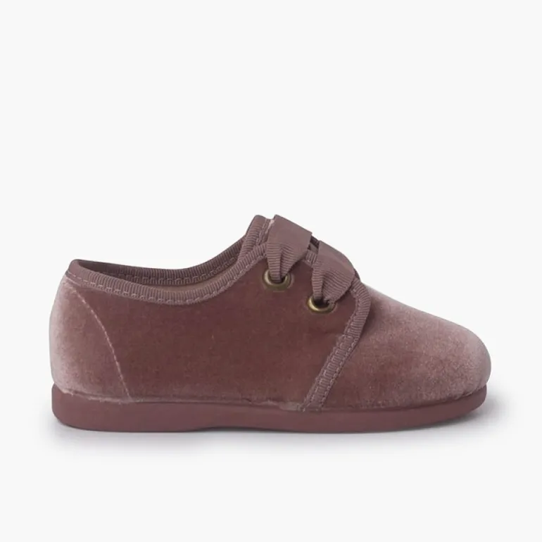 Menina Pisamonas Sapatos De Veludo Atacadores Gorgorao