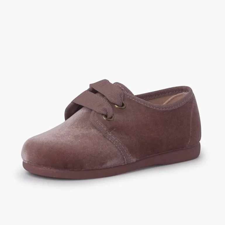 Menina Pisamonas Sapatos De Veludo Atacadores Gorgorao