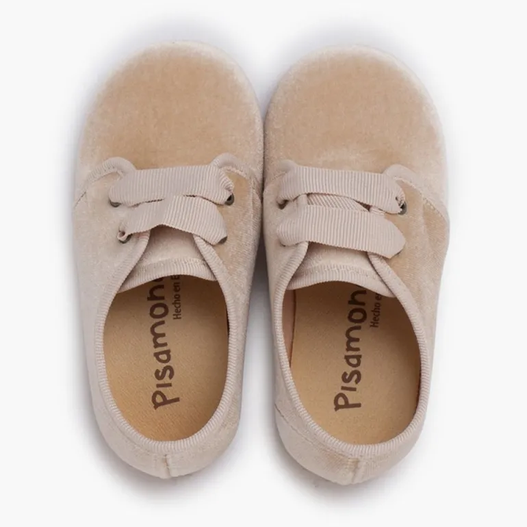 Menina Pisamonas Sapatos De Veludo Atacadores Gorgorao