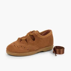 Menina Pisamonas Sapatos Estilo Inglês Criancas De Camurca