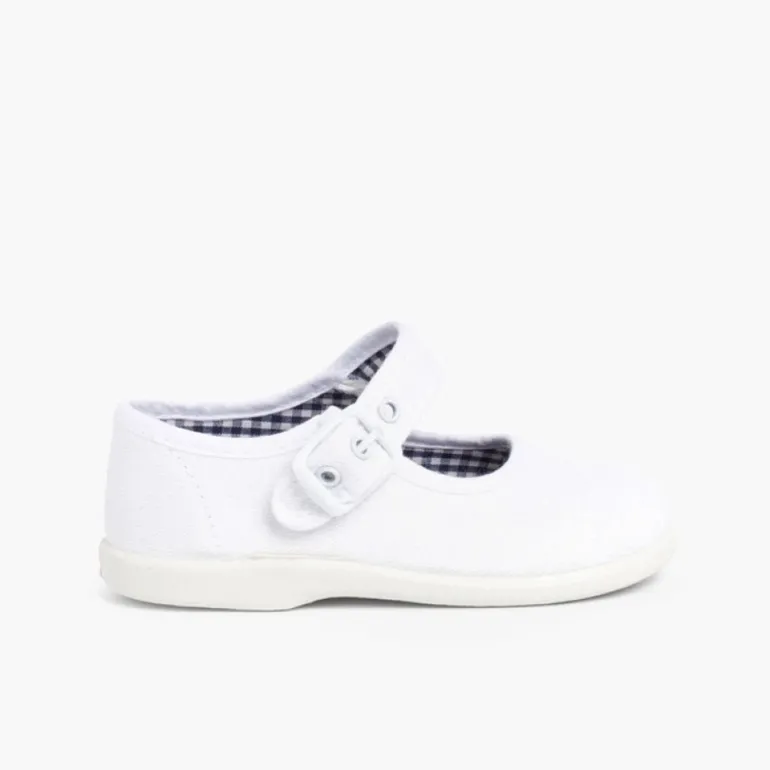 Menina Pisamonas Sapatos Merceditas De Lona Para Meninas