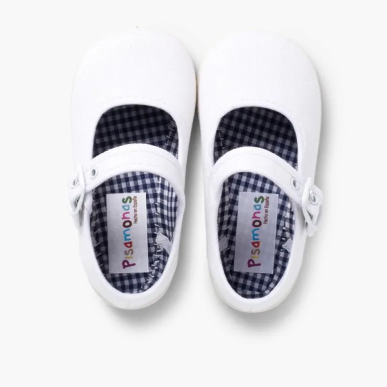 Menina Pisamonas Sapatos Merceditas De Lona Para Meninas