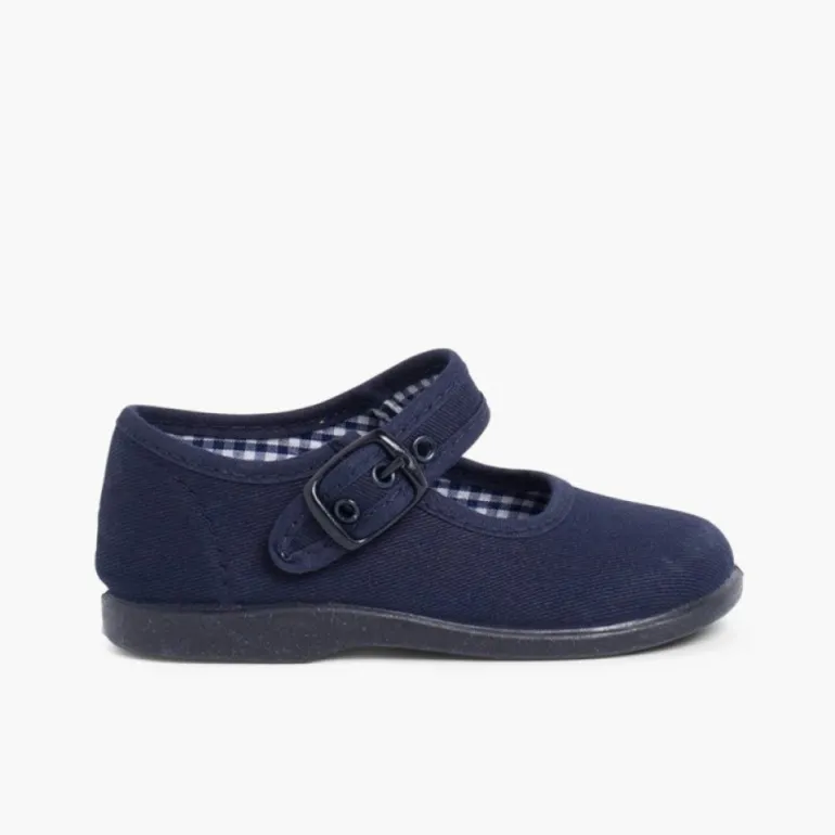 Menina Pisamonas Sapatos Merceditas De Lona Para Meninas