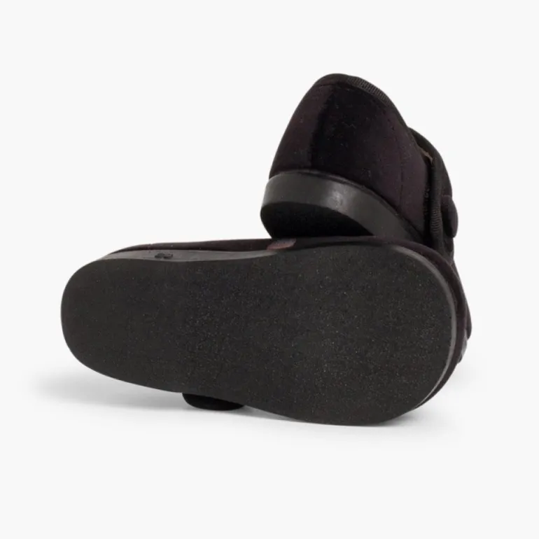 Menina Pisamonas Sapatos Merceditas De Veludo Com Botao Tiras Aderentes
