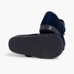 Menina Pisamonas Sapatos Merceditas De Veludo Com Botao Tiras Aderentes