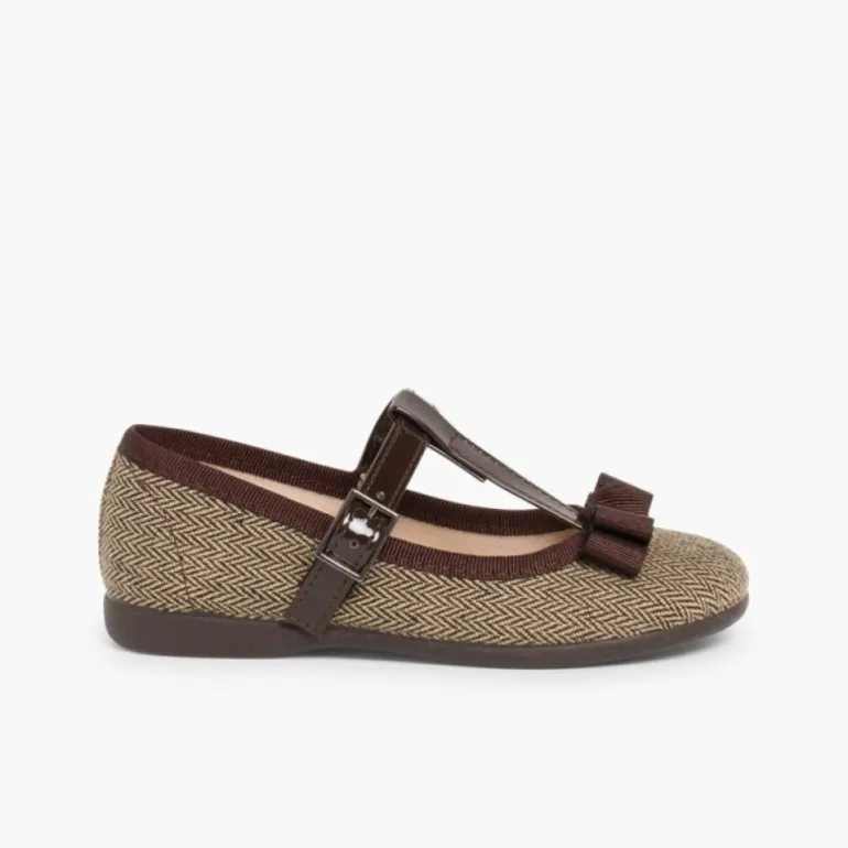 Menina Pisamonas Sapatos Merceditas Espiga Com Laco