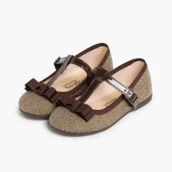 Menina Pisamonas Sapatos Merceditas Espiga Com Laco