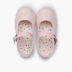 Menina Pisamonas Sapatos Merceditas Fivela Lona Com Brilhos