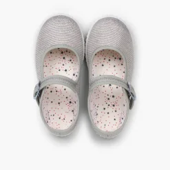 Menina Pisamonas Sapatos Merceditas Fivela Lona Com Brilhos