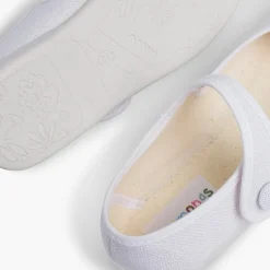 Menina Pisamonas Sapatos Merceditas Linho Tiras Aderentes Botao