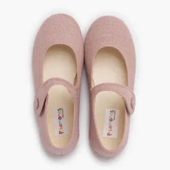 Menina Pisamonas Sapatos Merceditas Linho Tiras Aderentes Botao
