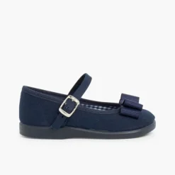 Menina Pisamonas Sapatos Merceditas Lona Laco Duplo