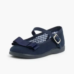 Menina Pisamonas Sapatos Merceditas Lona Laco Duplo